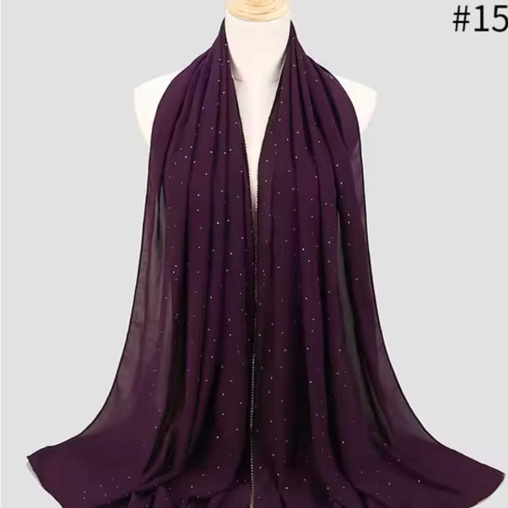70*180cm summer muslim chiffon hijab scarf beaded headscarf Islamic #314
